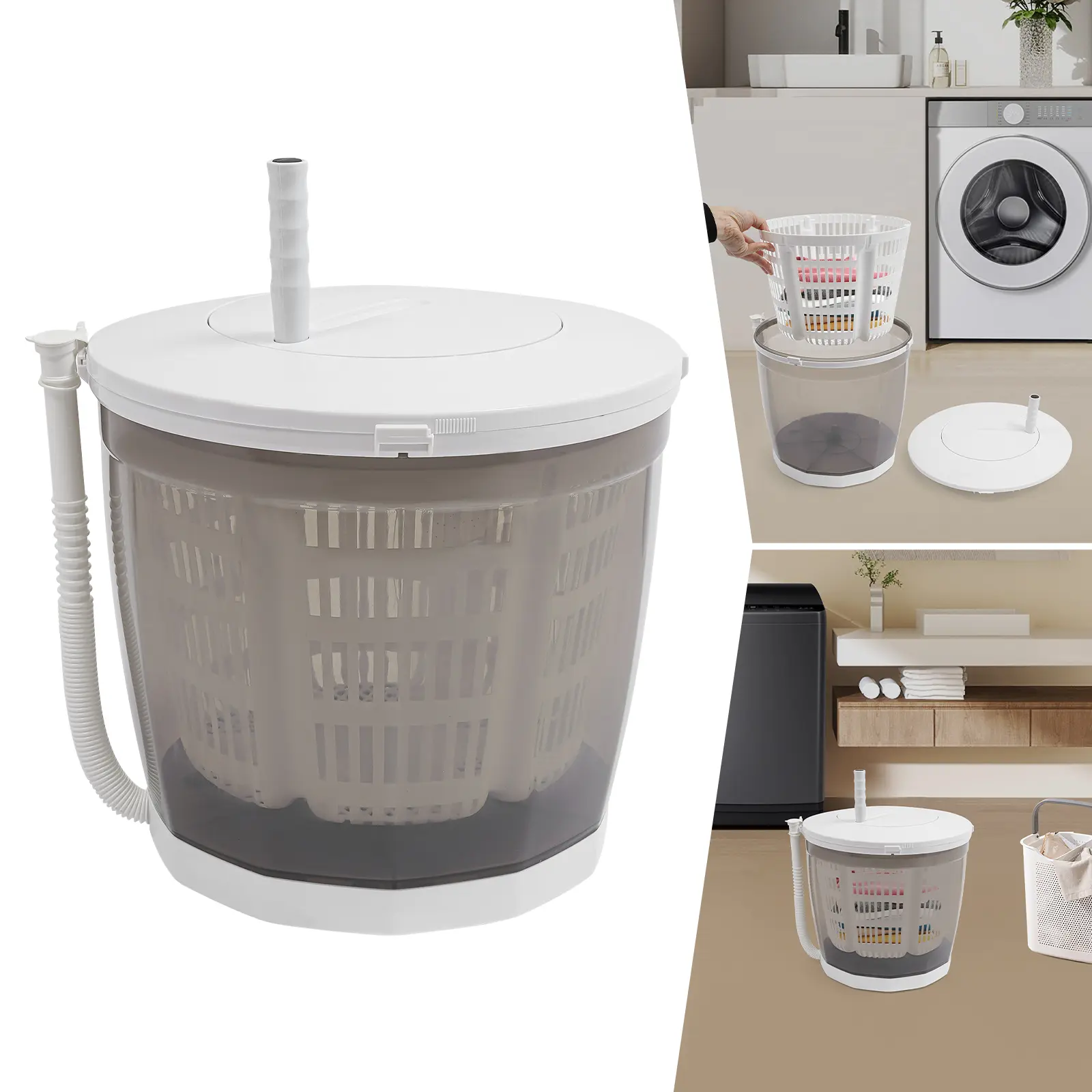 Portable Washing Machine - 2-in-1 Compact Manual Washer with 4.4lb Capacity, Spin Dryer Function, Laundry Tool for Small Loads, Home & Travel Use