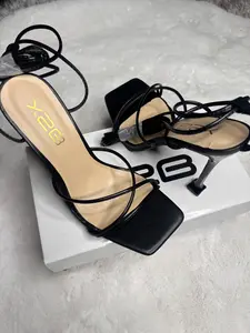 lace up square toe sculptured heels