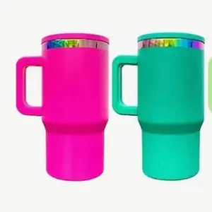 Custom Engraved 20oz Tumbler with Handle for Kids & Adults Non-BPA Free Personalized Design Available in Pink & Teal Colors