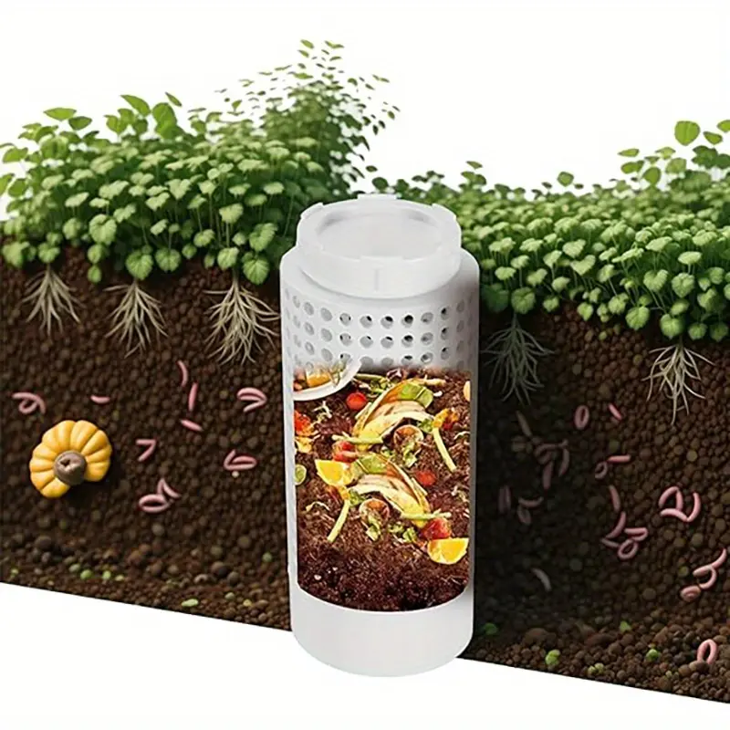 Round Airtight Worm Compost Bin Odor-Free High Quality Composting Bin For Garden PotsShrimp Tank Bottom Drainage Filtration Home garden Lawn Care Compost System