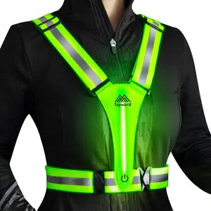 Reflective Vest Safety Gear, Light Up Vest For Night Walking,Cycling, High Visibility Running Vest With Reflective Strips