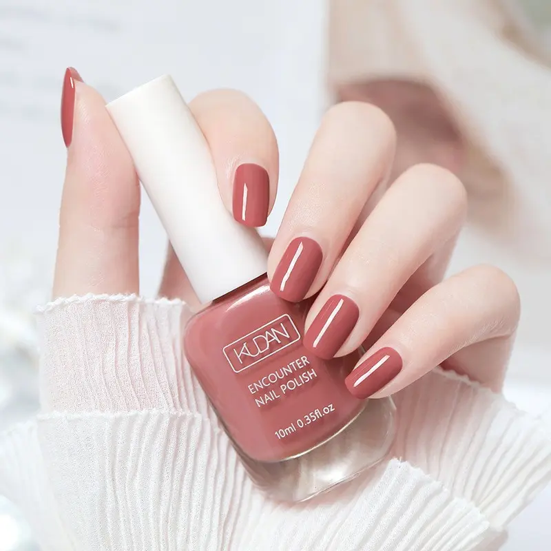 pink brown Nail Polish 1PCS(0.35fl.oz) - Water-based Cosmetic Manicure Nail Polish, Nail Care. No LED Lamp Needed, Quick-drying, Long-lasting, Peelable Nail Polish, Suitable for At-home DIY Nail Art. An Ideal Gift for Spring And events.