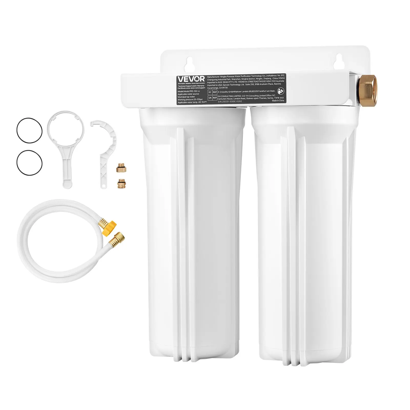 【DealsForYouDays】VEVOR RV Water Filtration System, 2-Cartridge Water Filter System for Campers, Remove Sediments, Chlorine, Bad Tastes, Odors, and Most Contaminants, RV Filter for RVs, Boats, Vans Portable, Filter Kit, Dual Filter