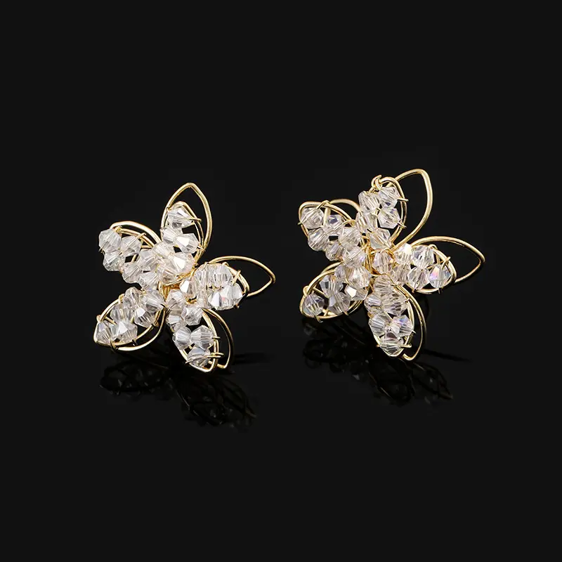 No-Pierced Fairy Forest Style Mosquito Coil Clip Earrings, Daisy Flower Studs, Versatile French Internet Celebrity Artificial Gemstone Jewelry E50020-EH, Flowers
