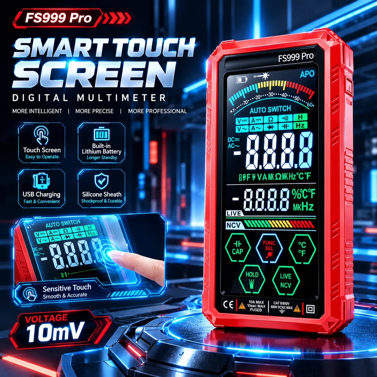 ADESKE Smart Color Digital Multimeter – Professional Electrical Measurement Instrument