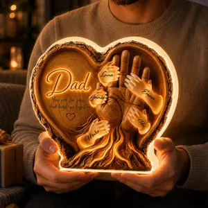Personalized Daddys Team Acrylic Light Box Custom Kids Names LED Night Light Family Keepsake Modern LED Lamp Fathers Day 2026 Gift For Dad Gift For Husband Gift From Kids Home Decor Room Decor Anniversary Birthday Gift For Dad Custom LED Night Light