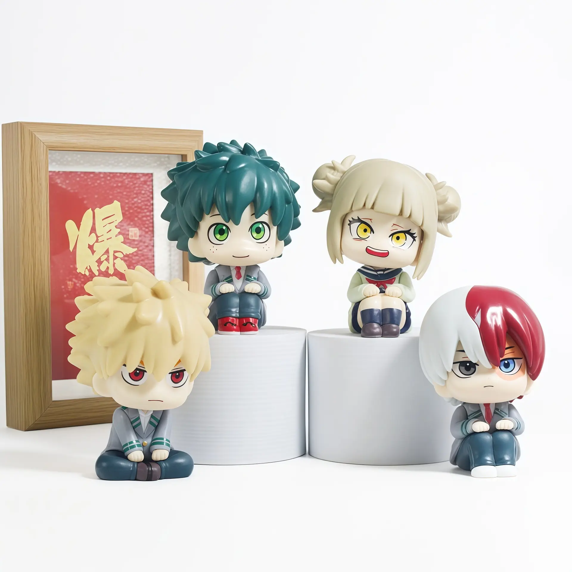My Hero Academia Chibi Sitting Big Head Figures - Izuku Midoriya, Katsuki Bakugo, Shoto Todoroki, Himiko Toga, Anime Merchandise Ornament Dolls