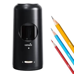 TENWIN Fully Automatic Cordless Electric Pencil Sharpener - Rechargeable with Large Battery, Auto-Feed for 7-11.5mm Writing & Color Pencils, Oversized Mechanical Design, Student Gift