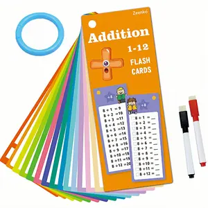 Addition & Subtraction / Multiplication & Division Learning Card Set, Math Flashcards, 1 Set Reusable Math Learning Card with 4 Counts Pen, School & Educational Supplies, Teaching Supplies for Home Dormitory