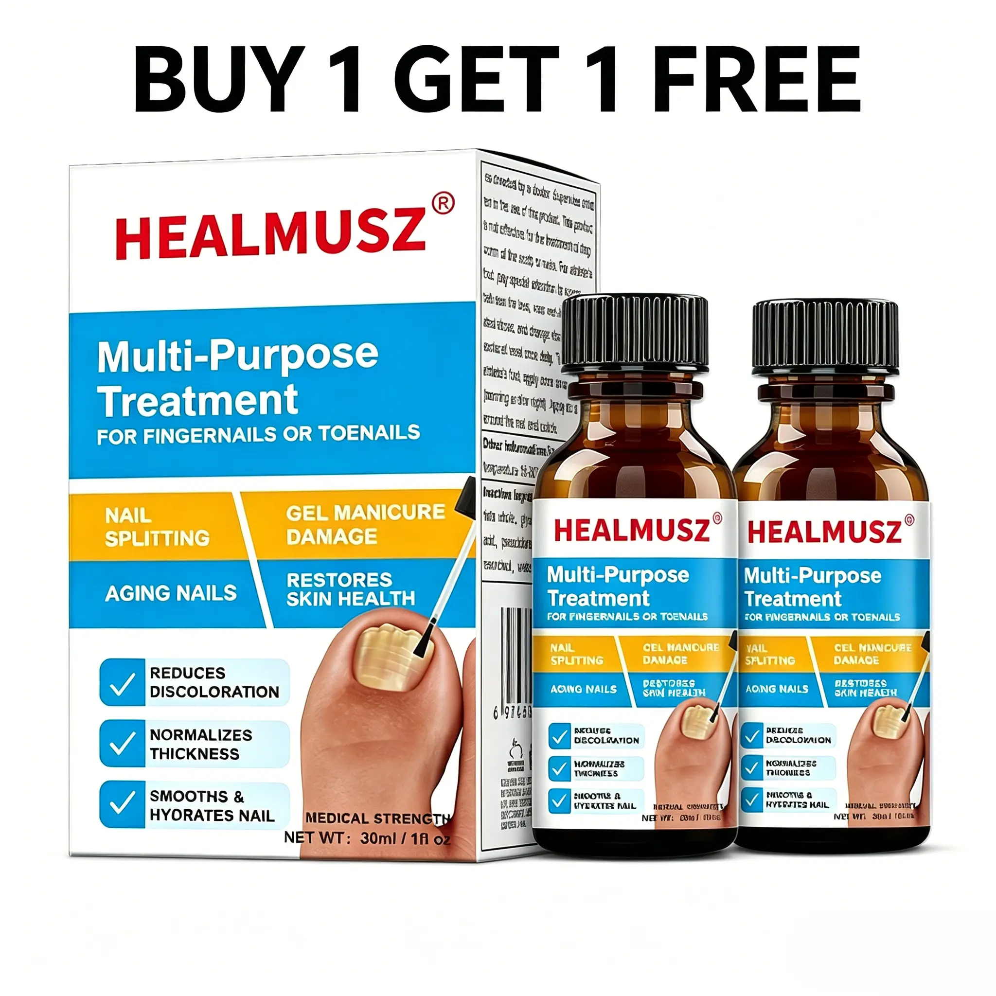 [BUY 1 GET 1 FREE] Toenail Fungus Treatment Extra Strength ,Antifungal Solution ,Triple Action Formula for Damaged Nails, Multi-Purpose Nail Repair,1 Fl Oz Manicure Therapy