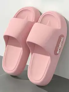 2026 Summer New Indoor Home Slide Flat Slippers Soft Sole Comfortable Eva Material Minimalist Style, Casual Letter Design, All Seasons Wear Footwear