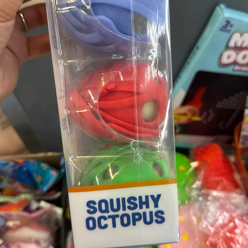 Three pack squishy octopus is stress relief toy