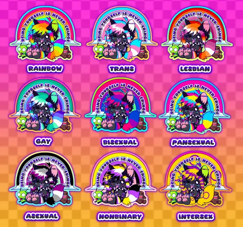 LGBTQ+ Pride Emo Scenedog Stickers *PREORDER*