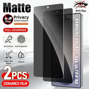 2 pcs Full Cover Matte Privacy Screen Protector For Smartphone Samsung Galaxy S26 S25 Ultra S25 FE Edge S24 S23 S22 Ultra S21 S20 Ultra Plus FE Note 20 Ultra Anti-Spy Soft Film