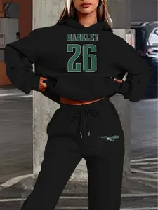 Atlanta Hawks Barkley 26 Women's Winter Casual Hoodie Set, Fitted Regular Length Print Sweatpants for Fall & Winter