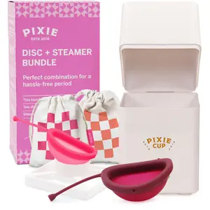 Menstrual Discs with Sterilizer - Ranked 1 for Most Comfortable Soft Reusable Period Disc - Kills 99.9% of Germs with Cleaner Steamer - Wash Your Disc in 3 Minutes! - Compact Sanitizer Kit