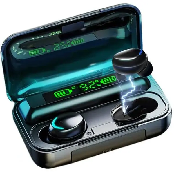 Acuvar Fully Bluetooth Earbuds 5.0 Rechargeable IPX7 Waterproof Earbud Headphones with Microphone 100+ Hrs Playtime Case, Powerful Surround Stereo Bass and Passive Noise Cancelling