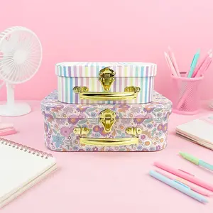 2pcs Floral Pattern Storage Boxes, Decorative Handheld Luggage, Jewelry Organizer, Home & Office Use, Perfect Gift for Holidays