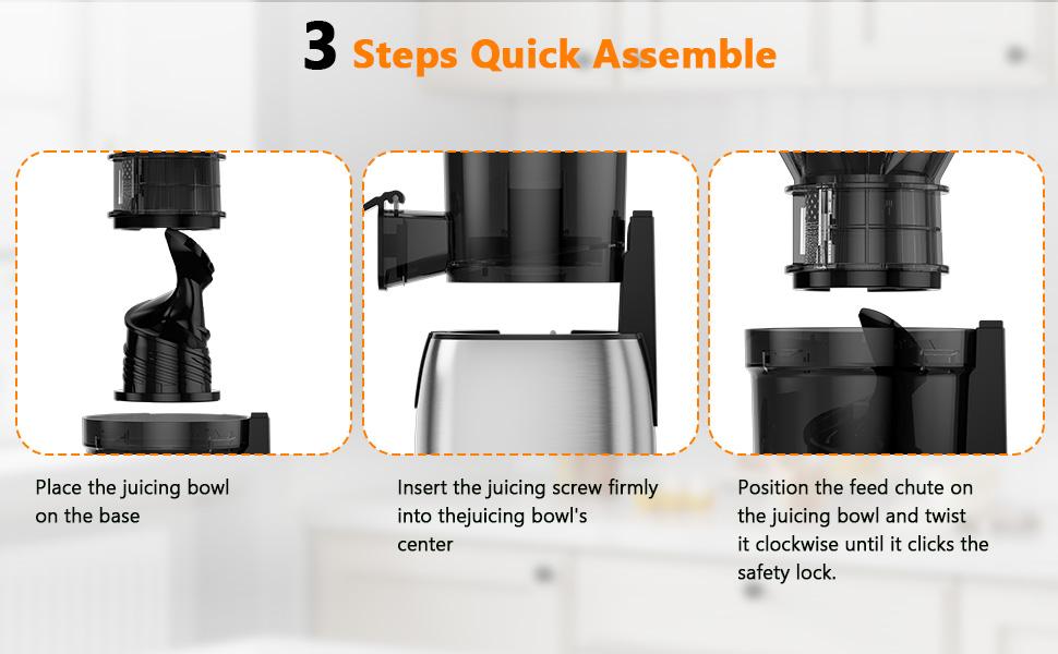 COWSAR 300W Cold Press Juicer, 5.4" Wide Feed Chute, Slow Masticating Juicer Machines Vegetable and Fruit, Electric Juicers Juice Maker with Reverse Function, Stainless Steel Juicer Easy to Clean