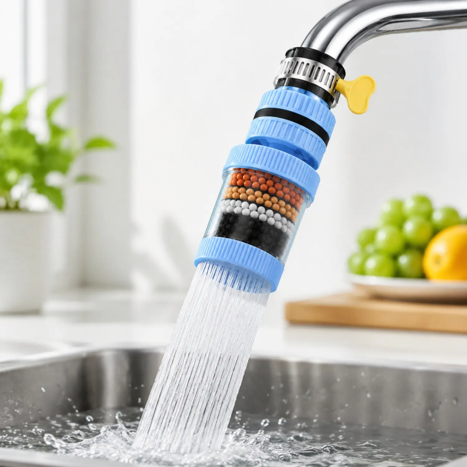 360° Rotatable Faucet Aerator with 6-Layer Filter, Kitchen Sink Faucet Extender Attachment, Splash-Free Water Flow Control for Washing Fruits, Vegetables & Dishes