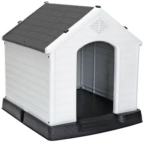 Segawe Plastic Indoor Outdoor Dog House Medium Pet Doghouse White, Gray Roof Segawe Plastic Indoor Outdoor Dog House Medium Pet Doghouse White, Gray Roof