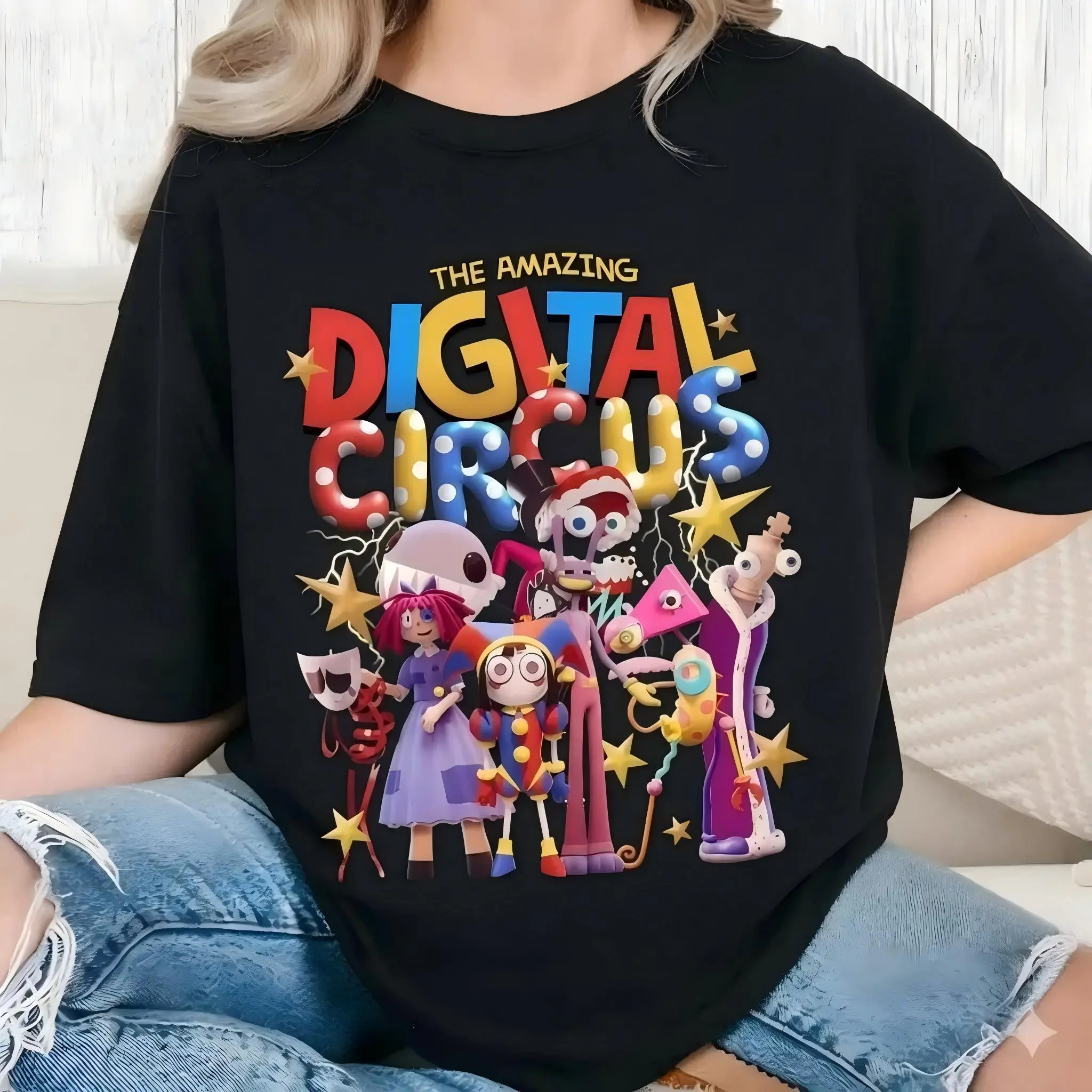 The Amazing Digital Circus T-Shirt,TADC Graphic Shirt,Cartoon Character Tee, Animation Fan Gift