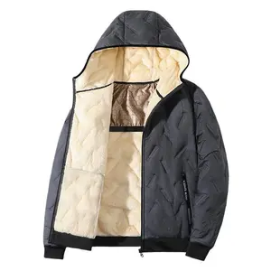 Men's winter warm jacket with fleece lining, regular fit, made of polyester fiber fabric, easy to machine wash, suitable for cold weather wear.Casual style, medium size, men's jacket, top, simple Western style clothing.