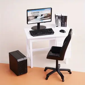 9pcs 1:12 Scale Office Desk Chair Set Miniature Furniture Model for Dollhouse Scene with Computer Desk, Home Decor Gift Doll Accessories Gift