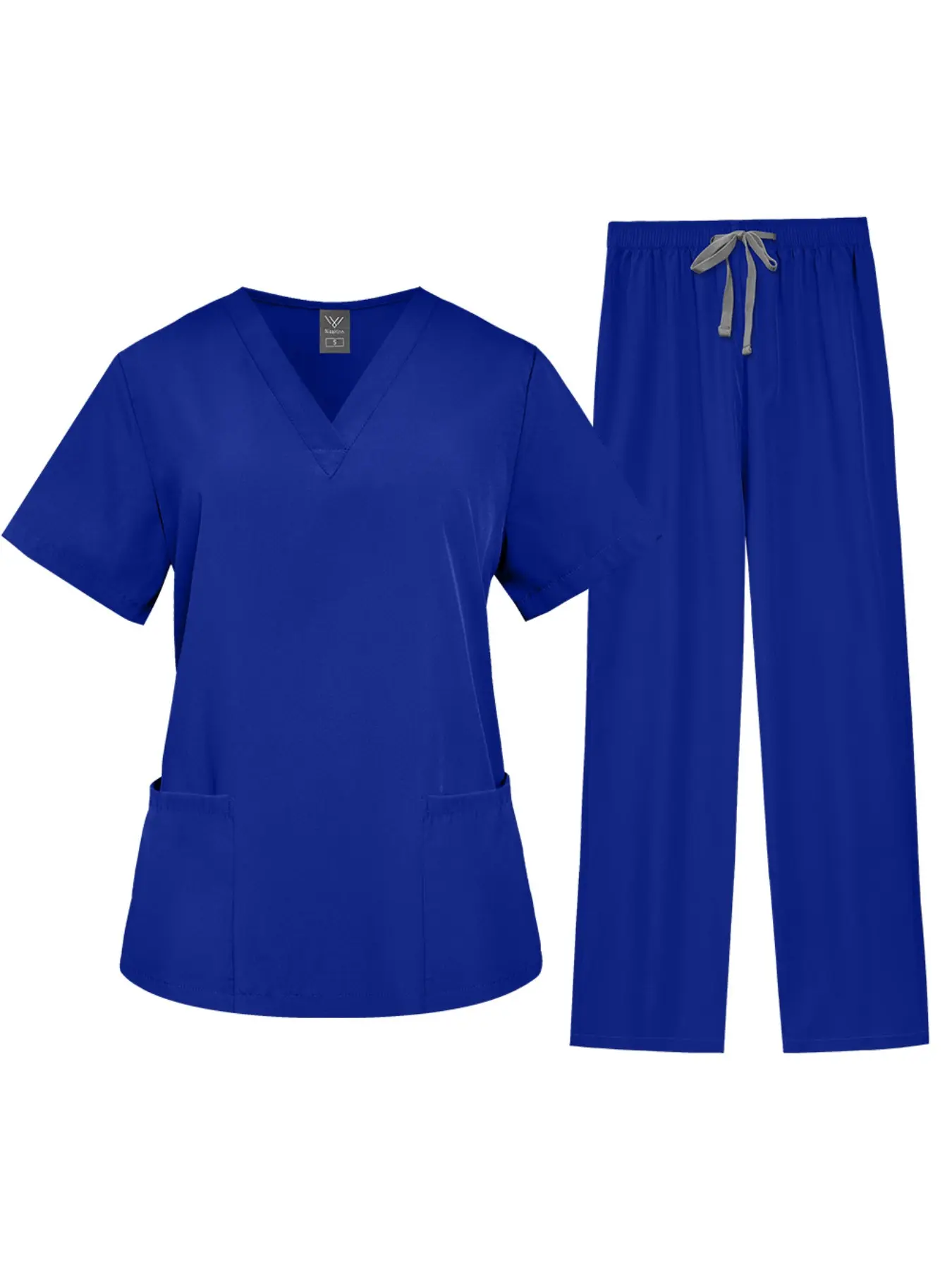 Short Sleeve Straight Pants Basic Leisure Beauty Salon Nurse Overalls Pet Clinic Anti-Wrinkle and Wear-resistant Uniform Elderly Care Hospital Doctor Nurse Overalls Workwear Womenswear Clothes Medical Workwear