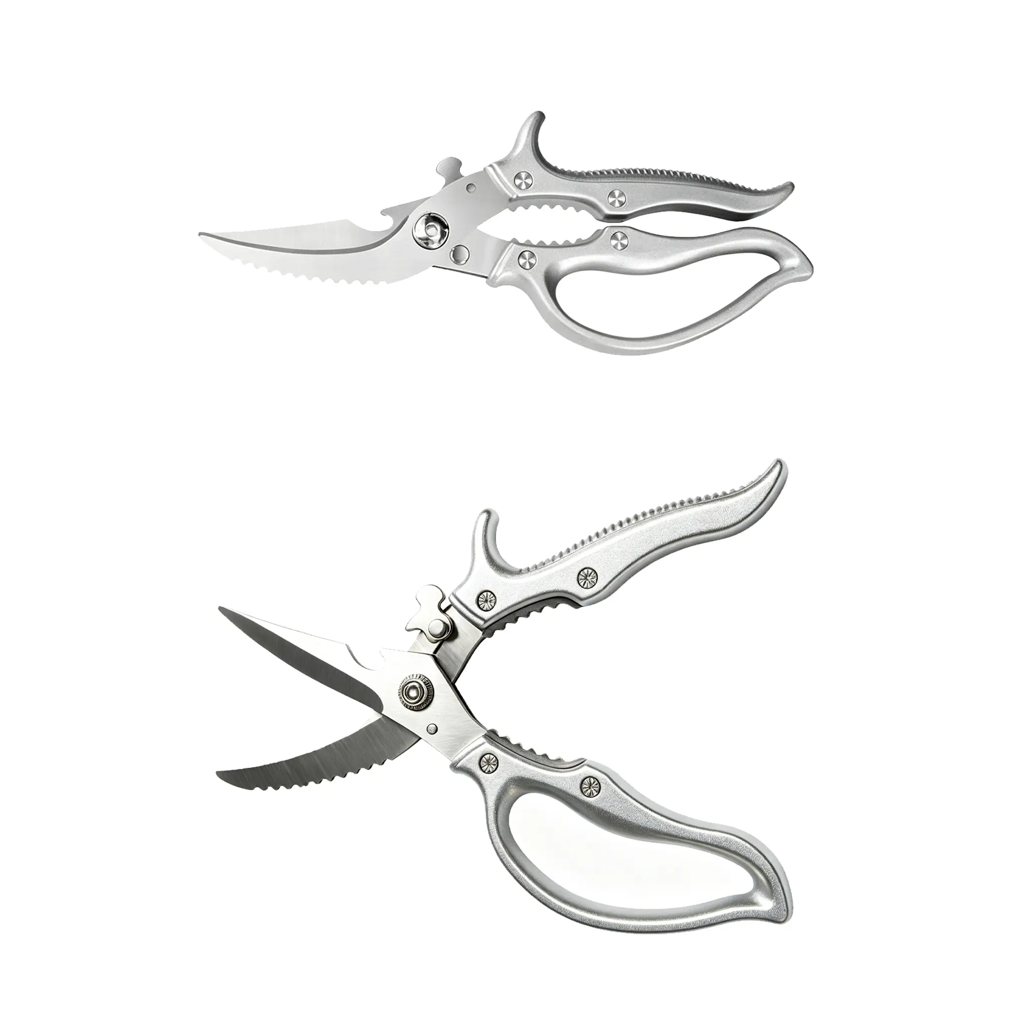 Heavy Duty Multifunctional Kitchen Bone Shears，Multi-functional household kitchen tool with bottle opener, walnut cracker, and fish scaler， Easy To Clean Multi Kitchen Shears, Hygienic For Home Use