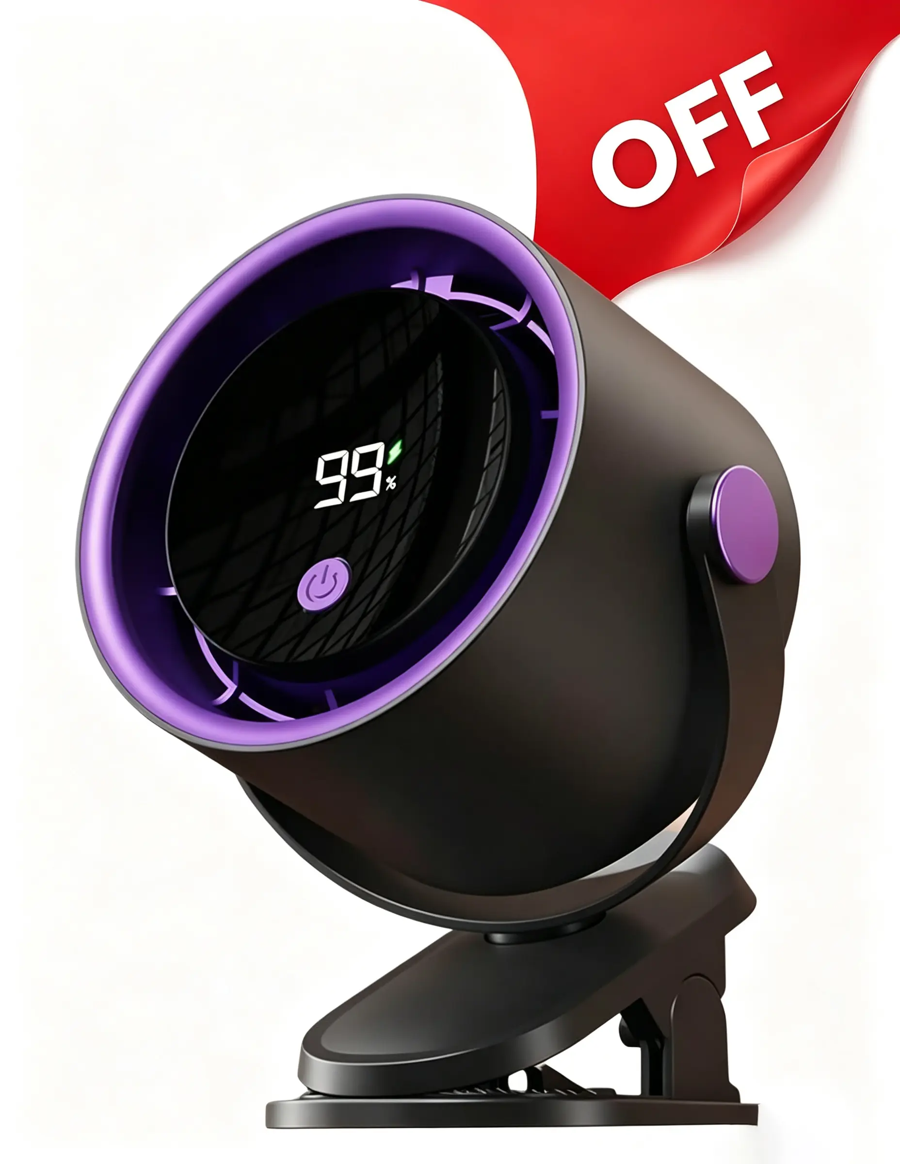 Quiet portable fans, wall-mounted/desktop fans, featuring 100 speed settings, 360° adjustable tilt, a digital display, low noise, a rechargeable battery, and a wall-mounted design. Fan for Travel, Home, and Office