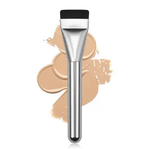 Flat Foundation Brush – Korean-Style Spatula Makeup Brush for Liquid & Cream Foundation Blending, Silver