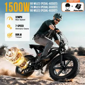 【2026 Gift&DEEPOWER Ebike】S20 Electric Bike,1500W Peak Power,48V18Ah27.5Ah Removable Battery, 20 - Inch All - Terrain Fat Tires, UL 2849, LED Headlights, Top Speed 32MPH, Range65-100Miles, Fat Tire Ebike, Dual Shock Absorber,99N.m