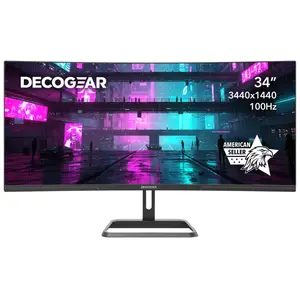 Deco Gear 34-Inch Business Curved Super UltraWide WQHD Monitor 3440 × 1440 R1500 100Hz 1ms 100% sRGB HDR 2× DisplayPort 2× HDMI Tilt Adjustable PIP/PBP Low Blue Light, American Seller