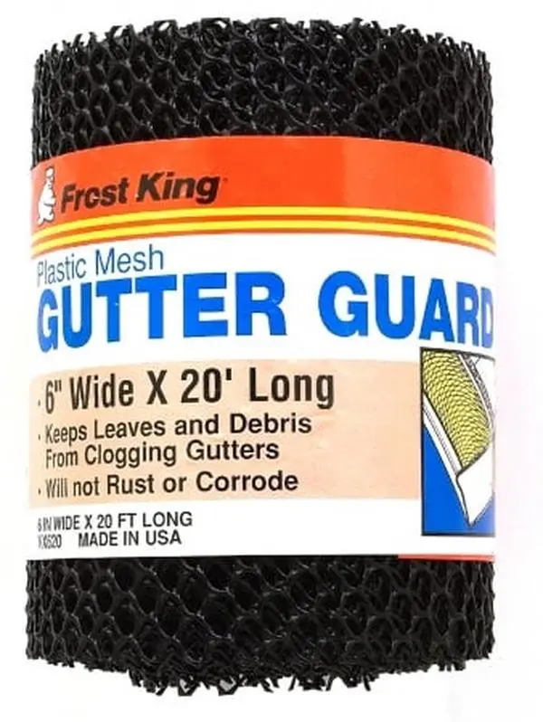 Frost King Roof Gutter Guard, 6" x 20' Black Plastic Mesh, Keeps and Prevents Leaves and Debris Out, Keeps Leaves And Debris Out