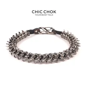 [CHICCHOK] Dragon Themed Bracelet (small Bone Design) – Stylish Bone Design, A Fusion of Steel and Leather