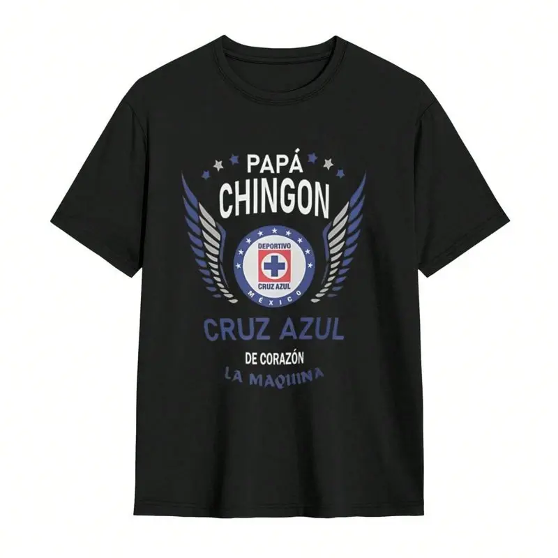 Men's Cruz Azul Graphic Tshirt - Soft, Classic Premium Cotton Short-Sleeve Vintage Oversized Basics Sportswear, Breathable Day Casual Streetwear, Ideal Gift for Football Fans