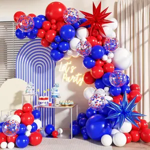 Red White and Blue Balloon Garland Arch Kit, 140Pcs Patriotic Balloons for 4th of July Memorial Day Graduation Birthday Baseball Party Decorations, USA Flag Color Balloon Set