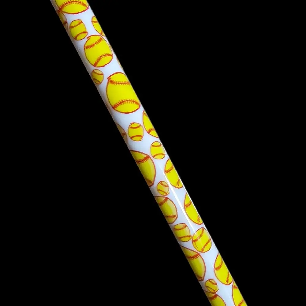 Softball Print Plastic Reusable Straw - Single Straw