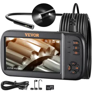 summervibes VEVOR Borescope Camera, Triple Lens Endoscope Camera with Light, 4.5 Screen 1080P Inspection Camera with 10 LED Light, IP67 Waterproof Drain Snake Camera for Auto, Plumbing (16.5FT Cable, 32GB Card), Led Lights,