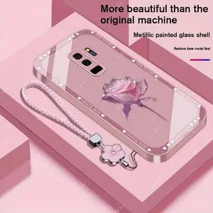 Suitable for [Galaxy S9+] Brand new premium phone case,  Free four-leaf clover lanyard，drop-proof and fingerprint-resistant，simple and elegant design，multiple colors available YM99