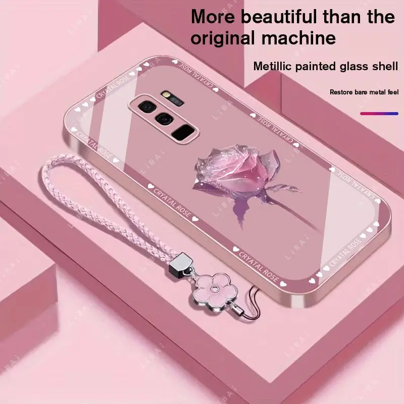 Suitable for [Galaxy S9+] Brand new premium phone case,  Free four-leaf clover lanyard，drop-proof and fingerprint-resistant，simple and elegant design，multiple colors available YM99