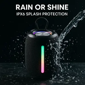 360° Surround Sound Wireless Speaker with Big Subwoofer – High-End Audio Gaming Soundbar, Multifunctional Portable Speaker for Anywhere, Pool, Van Life – FM/AUX Control, Pastel Colors, Night Light LED & Karaoke