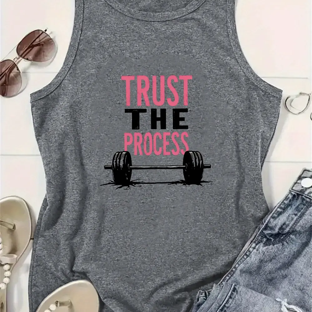 Women's "Trust The Process" Gym Workout Tank Top, Casual Fitness Tank Tops for Active Wear summerwins,