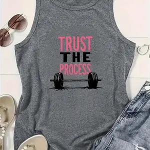 Women's "Trust The Process" Gym Workout Tank Top, Casual Fitness Tank Tops for Active Wear