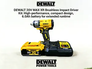 DEWALT 20V MAX XR Brushless Impact Wrench DCF922 | 6.0Ah Battery + Fast Charger Included! High-Torque, Compact for Auto & Construction Work. Shop Now!