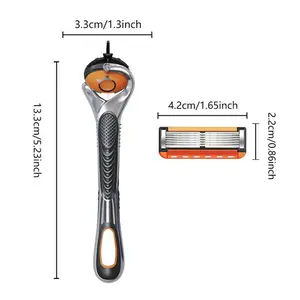 Men's Razor Handle, 1 Count Durable Metal Razor Handle (Orange-black)