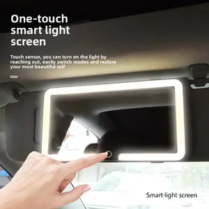 Car sun visor makeup mirror with LED light, shatterproof interior accessory, high-definition mirror with light, portable for passenger-side touch-ups Rechargeable
