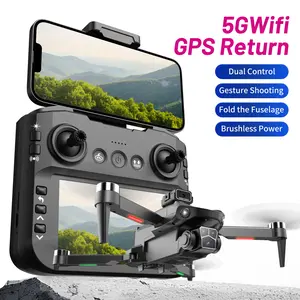 GPS Drone for Adults with HD Camera, 5G FPV Drone with 4.3'' HD Screen Remote Controller, GPS Follow Me & Auto Return, Brushless Motor, Optical Flow Hover, 360° Flip, Foldable Quadcopter Under 249g for Beginners smart obstacle avoidance