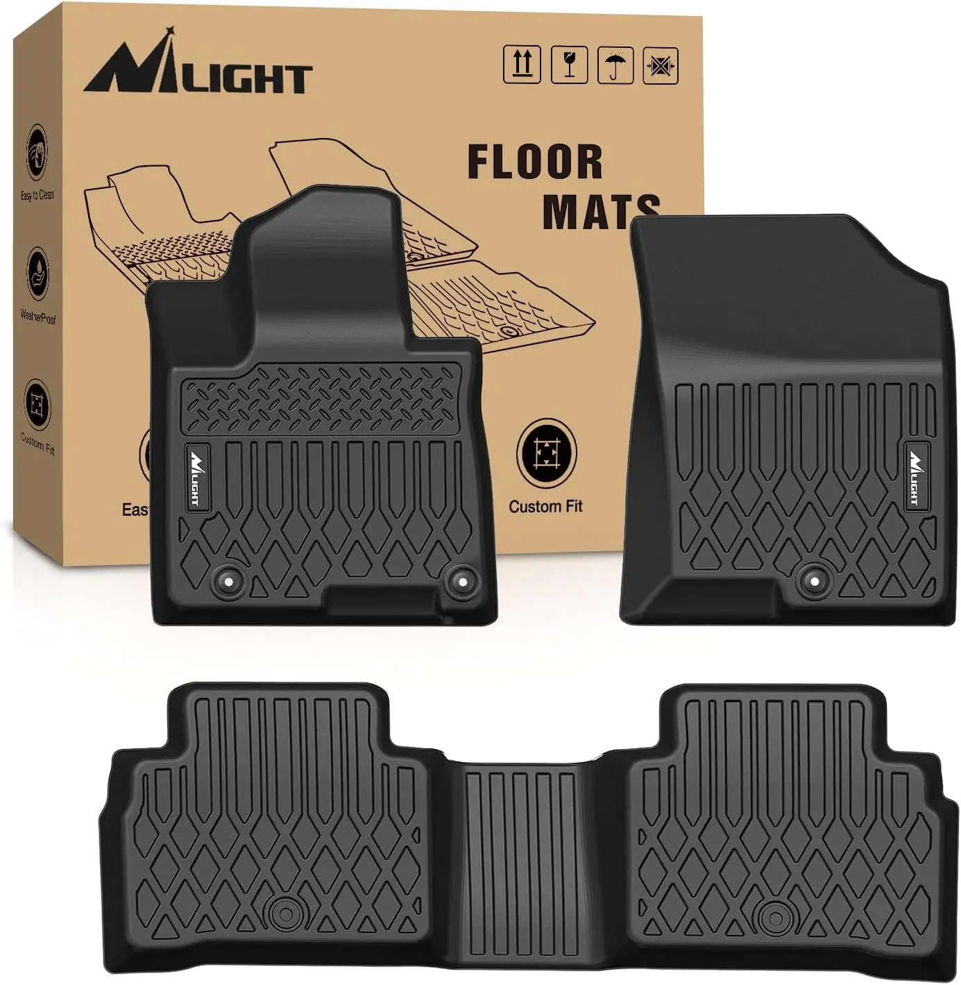 Nilight TPE All-Weather Waterproof Car Floor Mats - Custom Fit for 2022-2024 Hyundai Tucson, Heavy-Duty Debris Guard, Includes Clips, Easy-to-Clean Automotive Interior Accessory